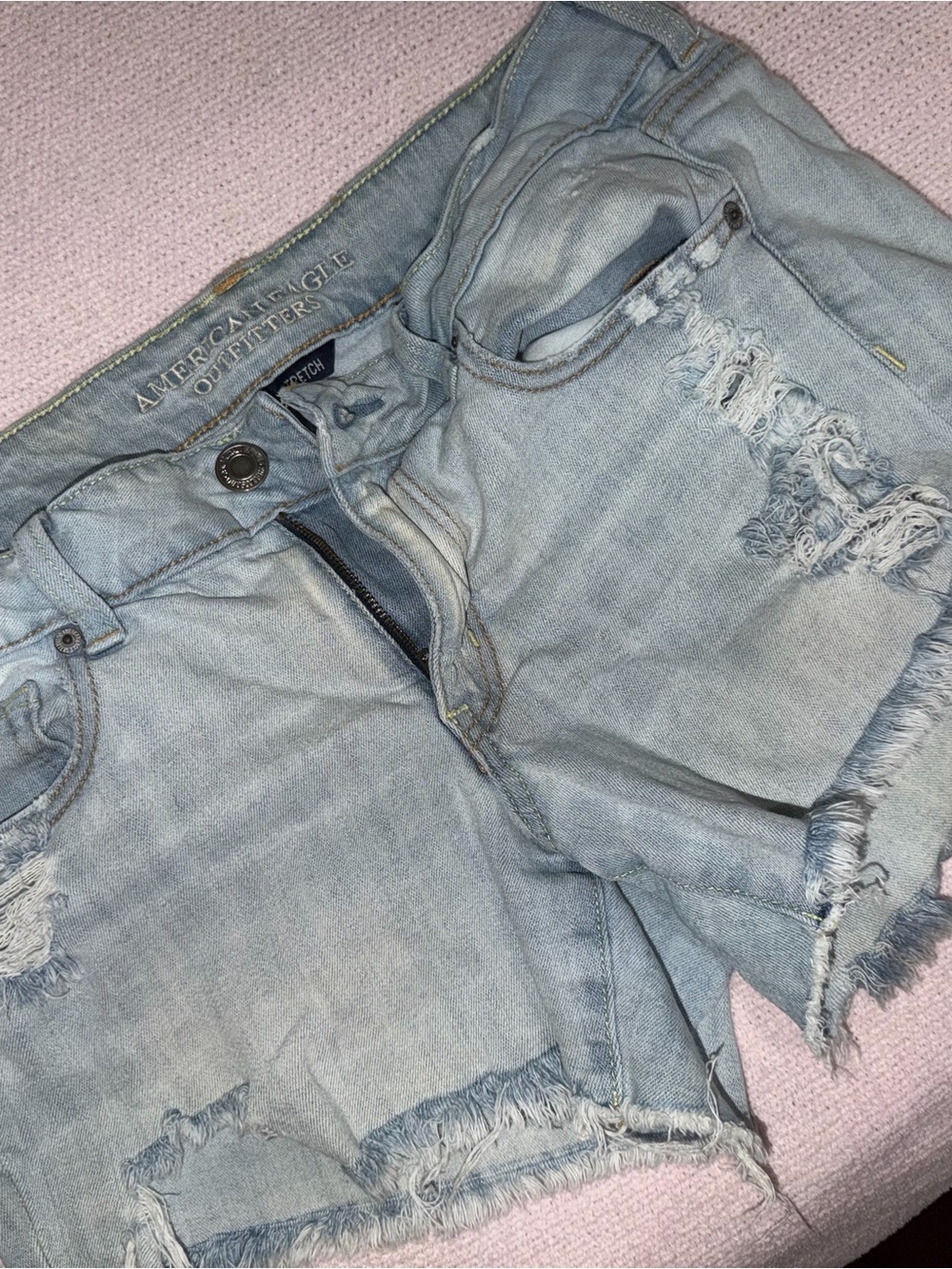 American Eagle Outfitters Light Blue Distressed Cutoff Jean Shorts